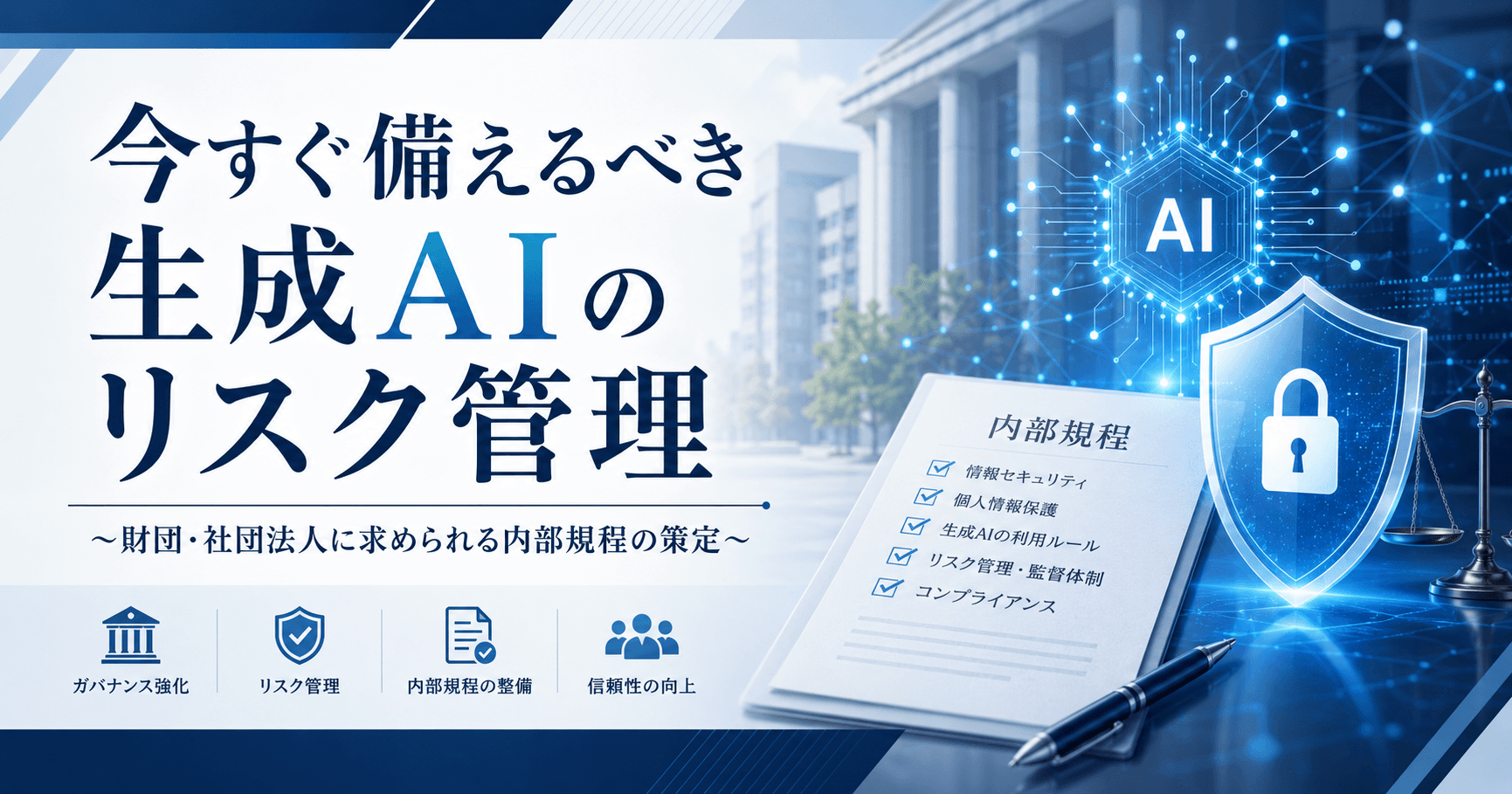 今すぐ備えるべき生成AIのリスク管理 〜財団・社団法人に求められる内部規程の策定〜