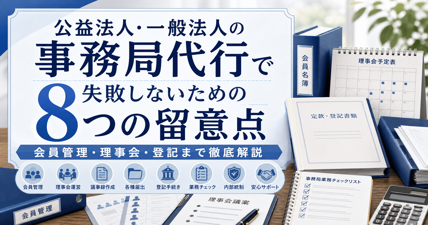 公益法人・一般法人の事務局代行で失敗しないための8つの留意点|会員管理・理事会・登記まで徹底解説